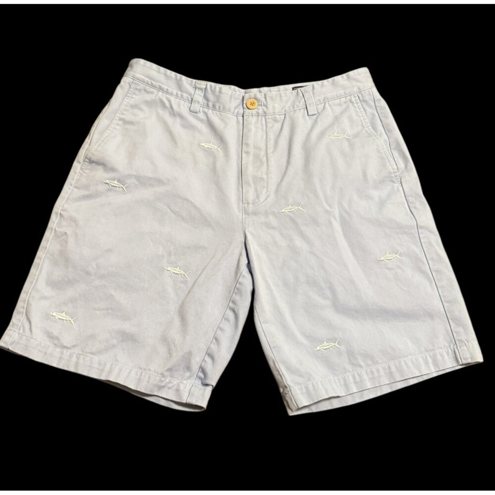 Vineyard Vines Men's Chino Breaker Shorts Fish Pattern 8” Inseam Blue Size 33
